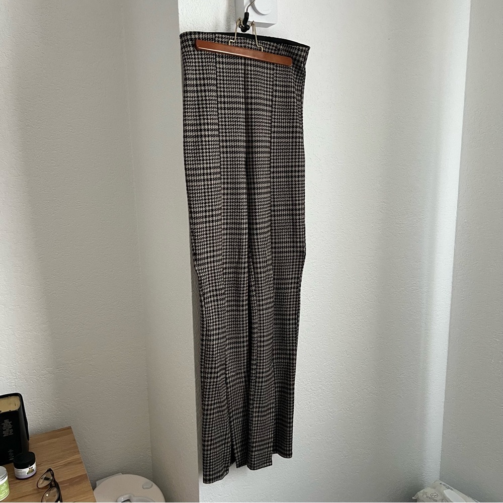 Split Hem Flare Plaid Pants